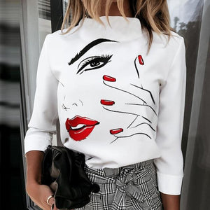 4.	Women elegant lips print shirts