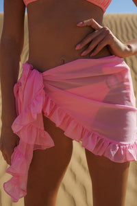 Thin Mesh Mini Ruffle Skirts Women Cover Up Tassel Dress Bikini Candy Color Bathing Skirt Women Swimsuit Beachwear Wrap - fashionlov