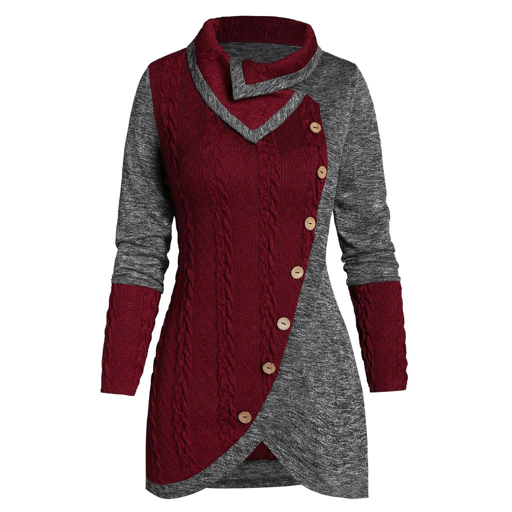 Fashion Buttons Knitted Tunic Blouse Sweater Plus Size Casual Winter Ladies Tops Female Women Long Sleeve Shirt Blusas Pullover - fashionlov