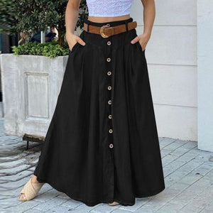 Women&#39;s Spring Sundress 2022 ZANZEA Stylish Button Maxi Skirts Casual High Waist Long Vestidos Female Solid Robe Femme - fashionlov