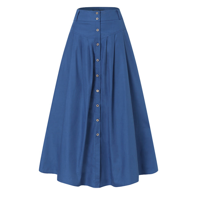 Women&#39;s Spring Sundress 2022 ZANZEA Stylish Button Maxi Skirts Casual High Waist Long Vestidos Female Solid Robe Femme - fashionlov
